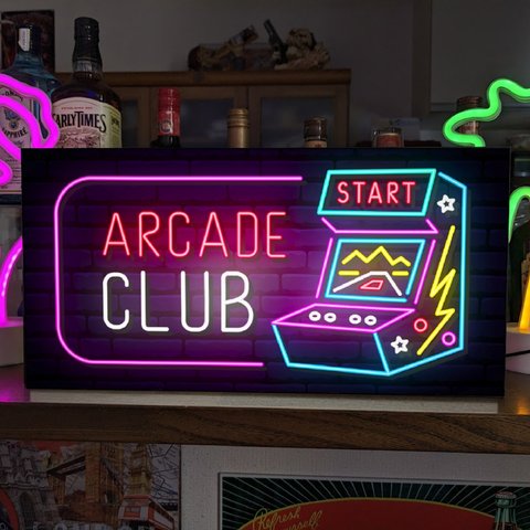 【Lサイズ】アーケードゲーム ゲームセンター ゲームルーム レトロゲーム 店舗 自宅 パーティー イベント テーブル カウンター サイン ランプ 照明 看板 置物 雑貨 ライトBOX 電飾看板 電光看