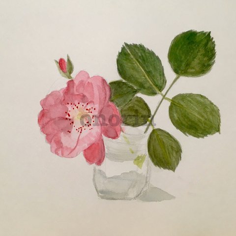 【原画】水彩画❤︎一輪挿しの花