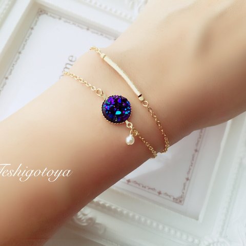 lapis lazuli Druzy bracelet