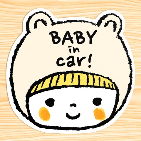 BABY IN CAR ベビーインカー マグネットステッカー(シロクマちゃん）