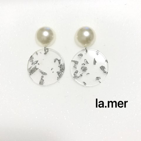 パールと銀箔ピアス(イヤリング)🎀SALE