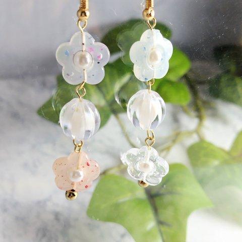 440-3【1点限定販売】可憐なお花【イヤリング・ピアス】