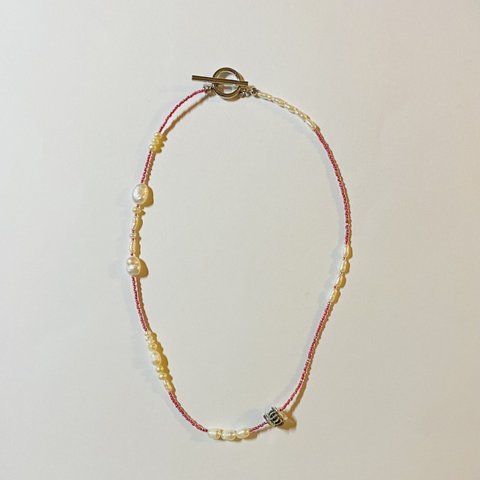 12/1〜SALE！淡水パール×ピンクビーズNecklace  