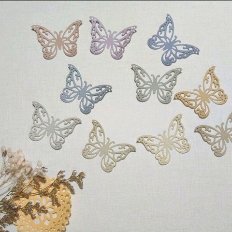 ひらりひらりバタフライ ニュアンスカラー 蝶々 10色 ダイカット クラフトパンチ コラージュ 素材