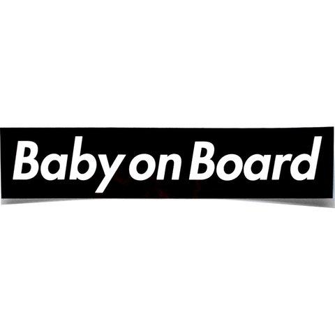 カーステッカー Baby on Board 箱枠 黒