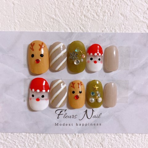 クリスマスネイルチップ