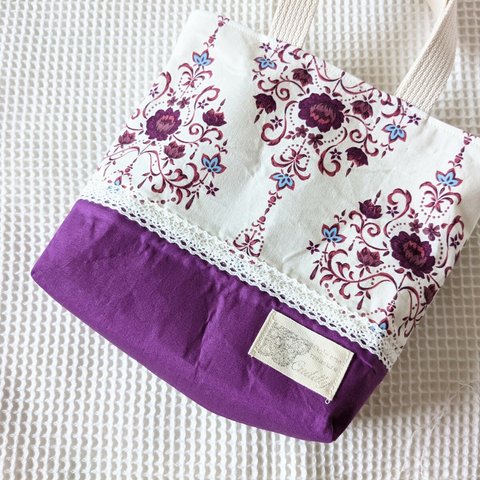 紫バラ　ミニトートバッグ