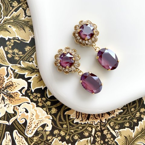 Victorian burgundy pierce / earring
