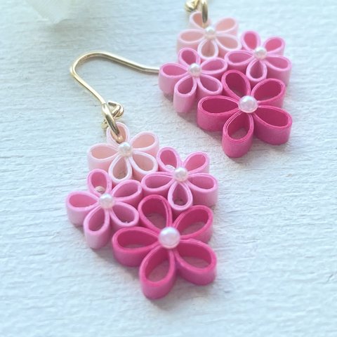 クイリング/桜のグラデーション（ピアス・イヤリング）