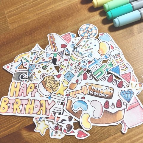 *⋆ハンドメイド☆フレークシール誕生日set⋆*