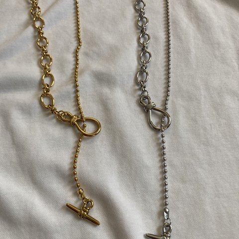 ーlong mix chain necklaceー　サージカルステンレス　チェーンネックレス　ロングネックレス　チェーンブレスレット　金属アレルギー