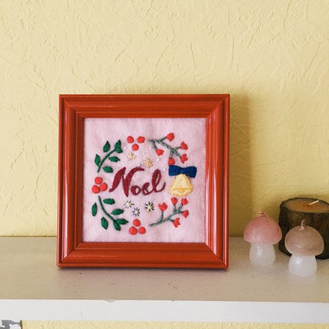 刺繍・クリスマス飾り(クリスマスリース)