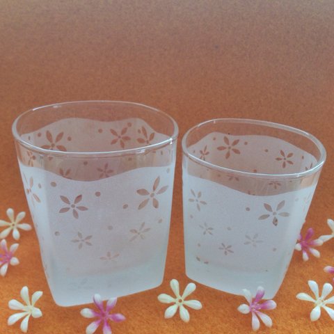 ✿flower glass✿ normal&mini size ペアセット