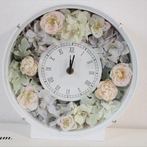 【受注制作】結婚祝い　御祝い　ギフトに　花時計　淡い優しい色合い　フラワー時計