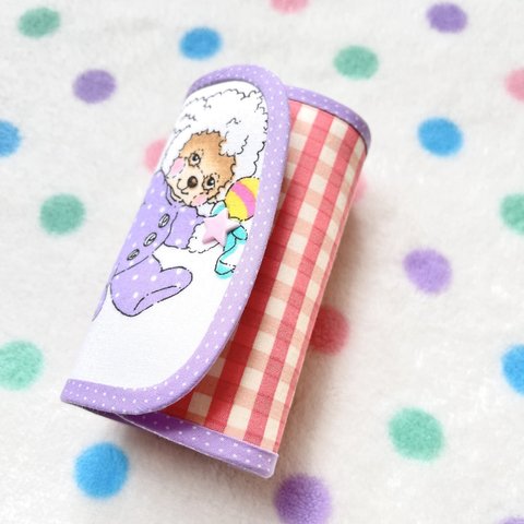 レトロポップ*teddybeddybear    カードポケット付きキーケース　4連　(purple)