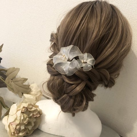 【中1本・小1本セット】結婚式 成人式 卒業式 髪飾り ディップフラワー ハンドメイド