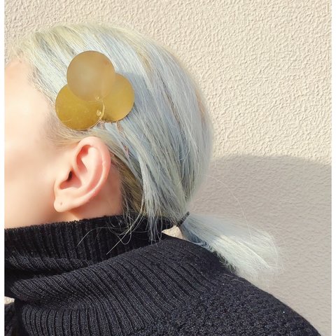 大ぶり ヴィンテージ 風 ハンドメイド ヘアコーム かんざし  ヘアアクセサリー ヘアカフ ゴールド メタル 3 ビッグ サークル プレート