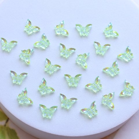 新作❤︎アゲハ蝶、蝶々の樹脂パーツ　オーロラ×グリーン