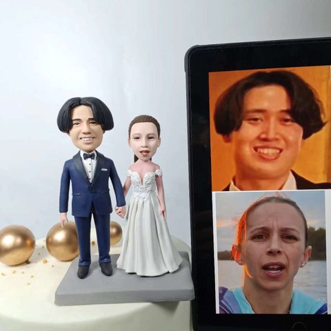 ケーキトッパー オーダーメイド 似顔絵プレゼント フィギュア人形ぬいぐるみ 結婚式祝い 周年記念日 夫婦 カップル 両親 恋人 プレゼント にプレゼント