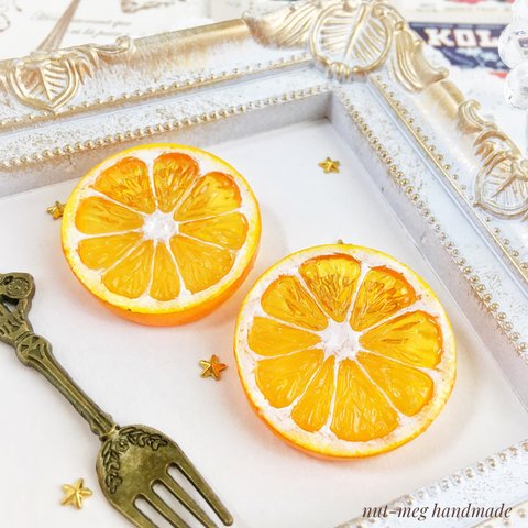 輪切りオレンジのブローチ(Orange brooch/スイーツデコ/フェイクスイーツ/フェイクフード/食品サンプル/レジン)