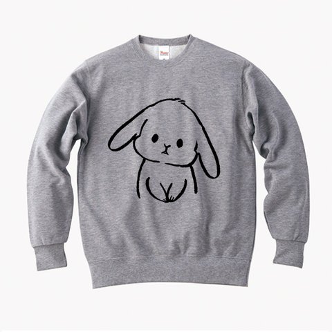 【SALE】うさぎ　スウェット　グレー　ロップイヤー