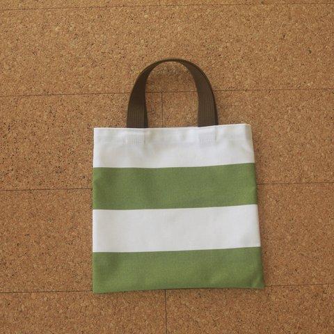 【再販２】緑ボーダーのミニトート(Green border mini tote bag)