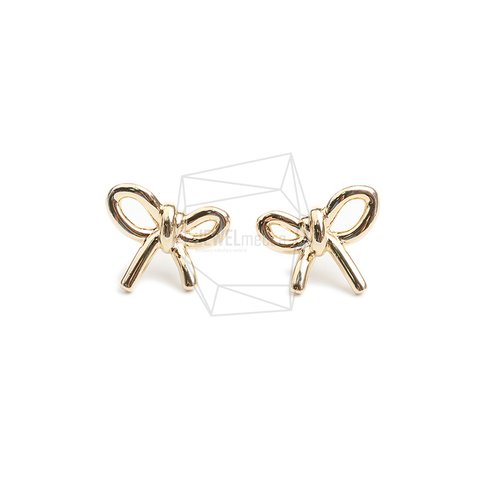 ERG-2140-G【2個入り】リボンピアス,Rope Ribbon Earring/13mm X 22mm