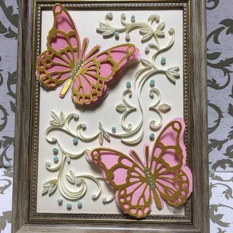 ピンクゴールドの蝶　ペーパーアート