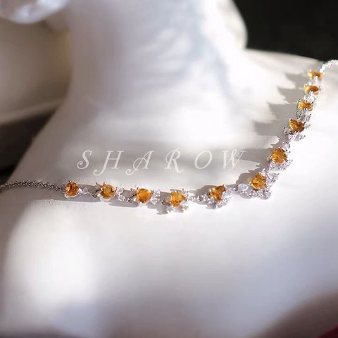 SHAROW シトリン ハート ネックレス ゴージャス キラキラ イエロー 黄水晶 ゴージャス