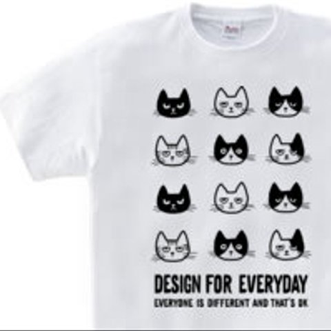 EVERYONE IS DIFFERENT AND THAT'S OK　～ねこシリーズ～ 150.160（女性M.L） Tシャツ【受注生産品】