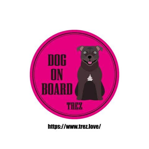 全8色 名前入り DOG ON BOARD スタッフォードシャーブルテリア ポップアート マグネット