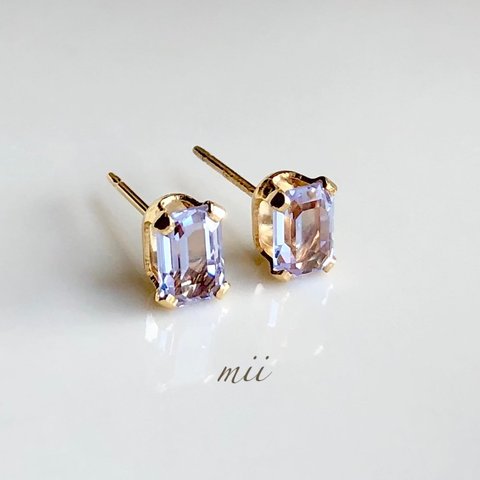 ≪14kgf≫vintage swarovski アレキサンドライト　オクタゴン　スタッドピアス