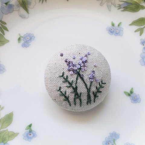 ラベンダーの花刺繍ブローチ【送料無料】