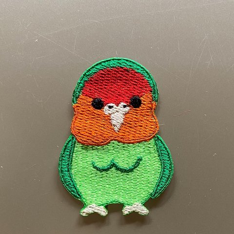 コザクラインコ刺繍ワッペン　緑　大