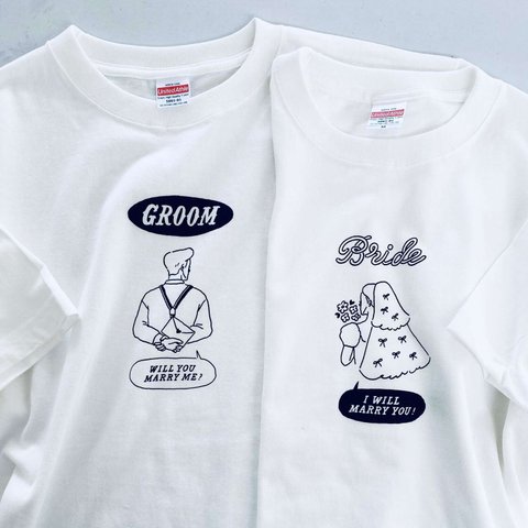 【 ペアＴシャツ 】 BACK GROOM & BRIDE Ｔシャツ ｜ 結婚式　ウェディング