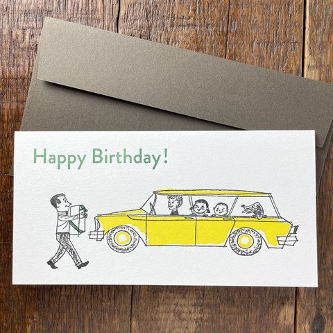 活版印刷　二つ折り誕生日カード　封筒付き「Happy Birthday!」