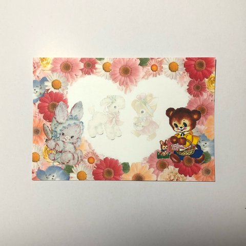 デザインメモ♡レトロアニマル  ハートの花畑    青い花入り    バージョン  バラ２０枚セット      67