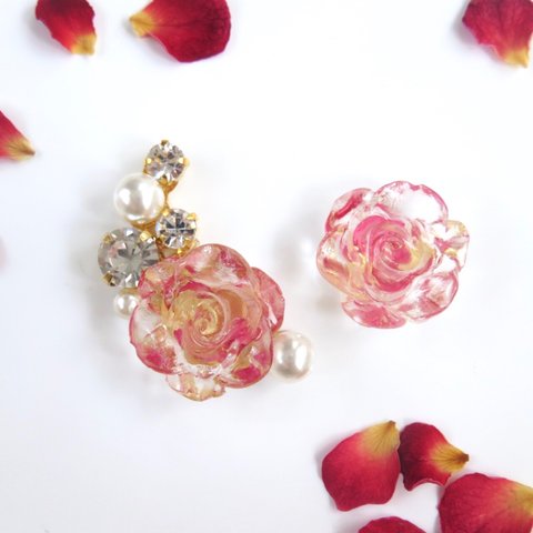 264.rose in the rose 4 イヤーカフ ピアスセット◇イヤリング変更可 薔薇