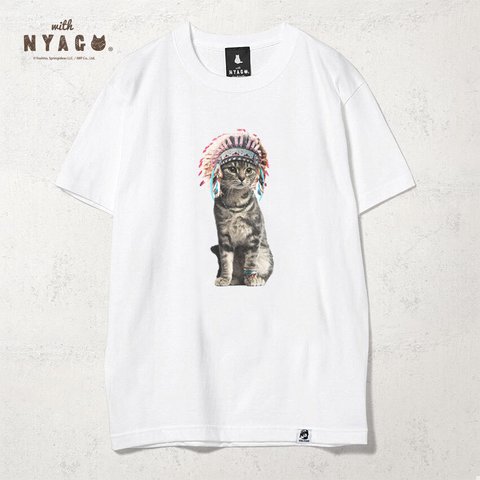 with NYAGO Tシャツ 半袖 猫 グラフィックシャツ tシャツ［ インディアン ソラちゃん おすまし キジトラ 1008 ］