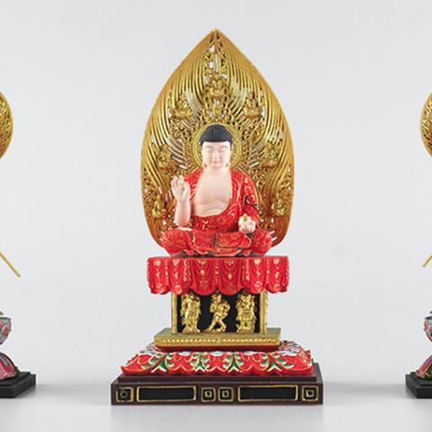 薬師三尊 薬師仏 仏教美術　仏像彫刻　総檜木材　彩繪　仏師彫り
