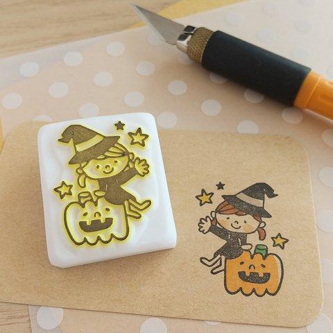 ハロウィンかぼちゃと女の子 の はんこ