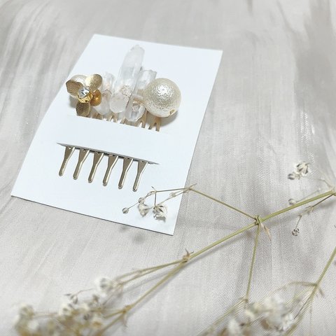 ★𝕤𝕠𝕝𝕕𝕠𝕦𝕥★   水晶コーム　ヘアアクセサリー　ブライダルアクセサリー　ヘアコーム