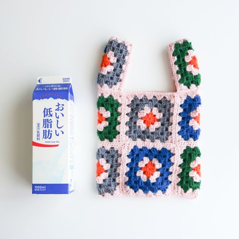 クロシェバッグ(マチ無し) Crochet bag 04