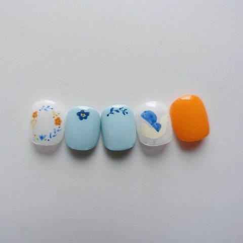 nail tip bird /北欧ネイル/カジュアルネイル/ショートネイル