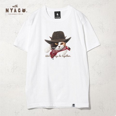 with NYAGO Tシャツ 半袖 猫 グラフィックシャツ tシャツ［ カウボーイ オスカー 三毛猫 1027 ］