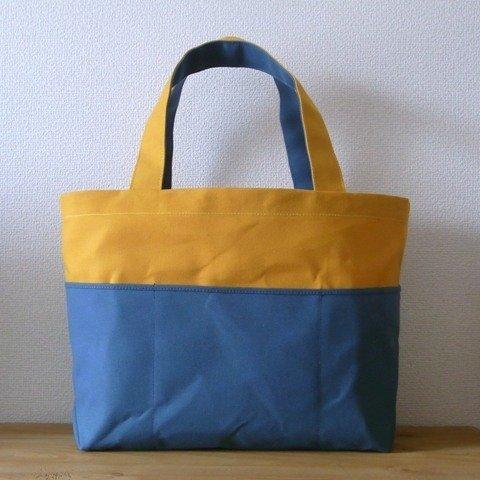 【受注製作】「bicolor tote M 」 yelow×blue gray