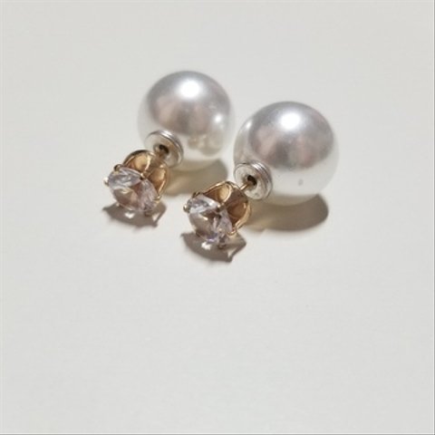 パール ピアス ストーンパール ピアス/ シンプル ピアス / イヤリング イヤーカフ 対応  / ウェディング / 樹脂ピアス / 樹脂イヤリング / アレルギー 対策 /0005