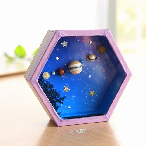  。*:゜☆ 惑星直列 天然石 鉱物  。*:゜☆ universe milky way stars planets  宇宙  ミニチュア  銀河 飾り 置物 木箱 プラネタリウム 天文学 七夕