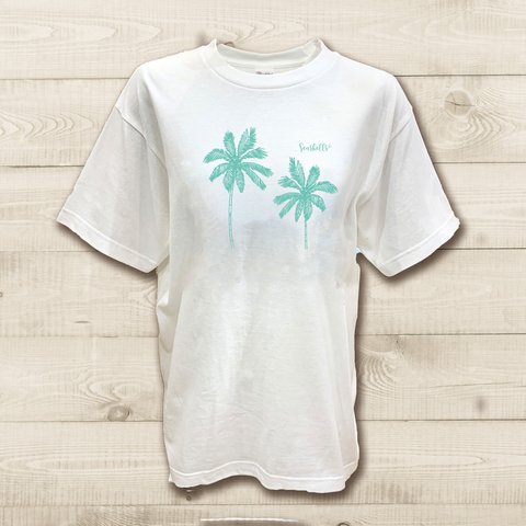 ハワイアンデザインTシャツ ヤシの木と空 ビーチのヤシの木 パームツリー ロサンゼルスツリー