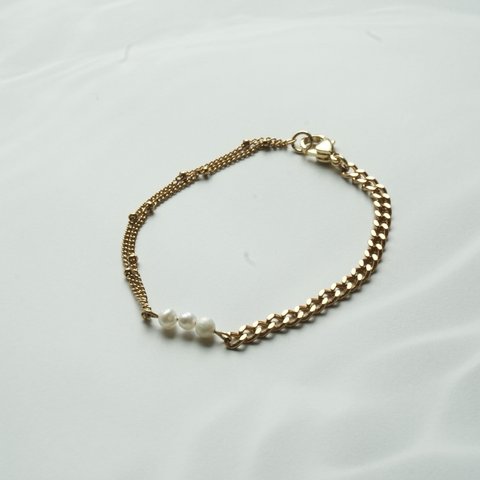 【ladies】　perl bracelet gold パールブレスレット　ゴールド　 （b1）